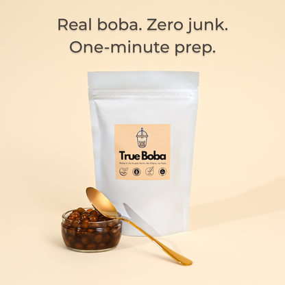Pure tapioca boba. No preservatives, healthy boba at home.